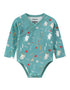 Vauva x Moomin Vauva x Moomin FW23 - Baby Boys Moomin All Over Print Cotton Long Sleeve Bodysuit (Green) Romper