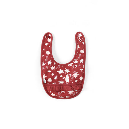 Vauva x Moomin Vauva x Moomin FW23 - Baby Girls Moomin All Over Print Ruffle Cotton Bib (Red) Bib