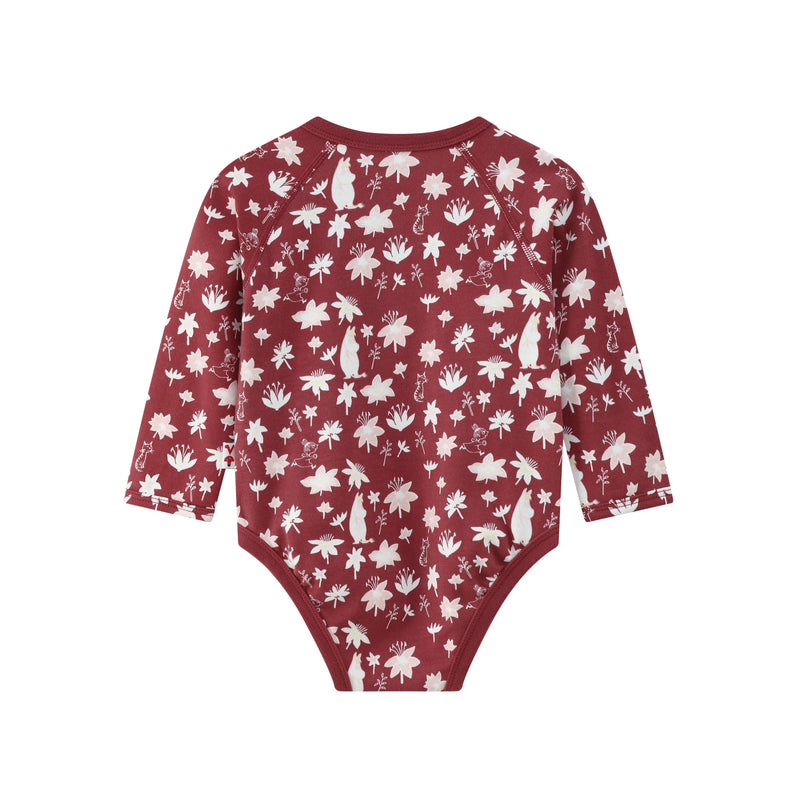 Vauva x Moomin FW23 - Baby Girls Moomin All Over Print Cotton Long Sleeve Bodysuit (Red) product image back