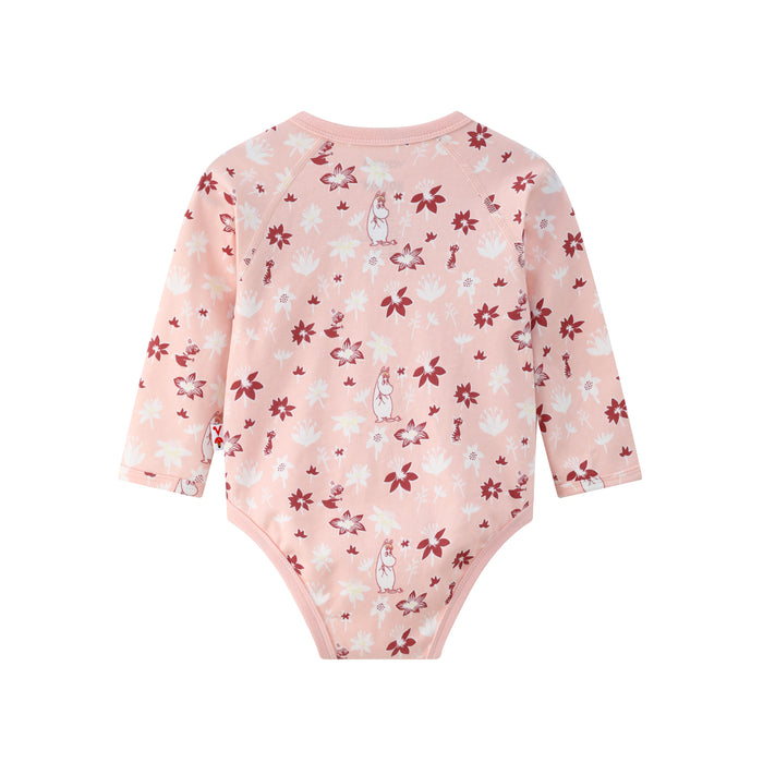 Vauva x Moomin FW23 - 女嬰姆明全印花棉質長袖包屁衣  (粉紅色)