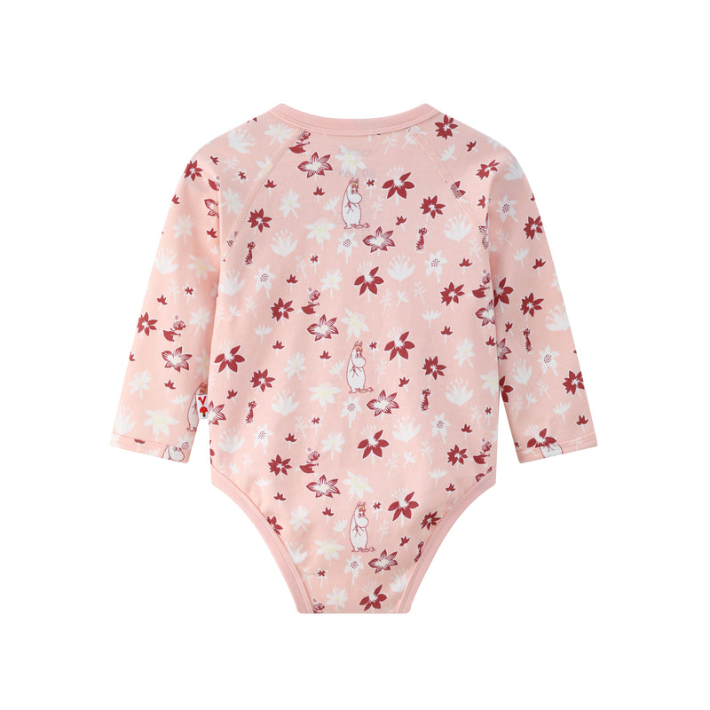 Vauva x Moomin FW23 - Baby Girls Moomin All Over Print Cotton Long Sleeve Bodysuit (Pink) product image back