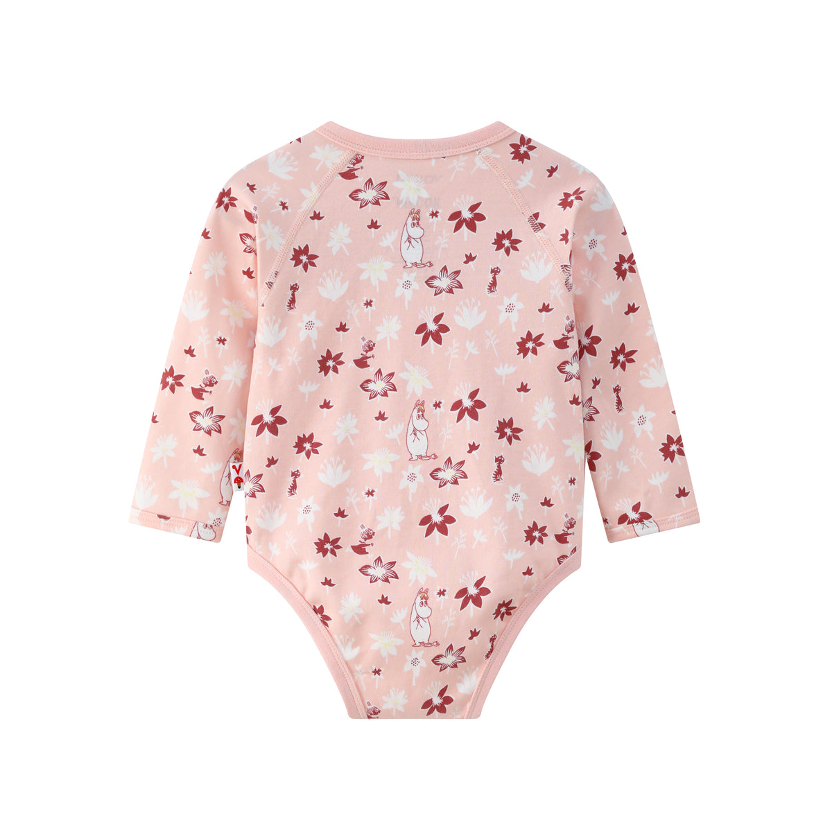 Vauva x Moomin FW23 - Baby Girls Moomin All Over Print Cotton Long Sleeve Bodysuit (Pink) product image back