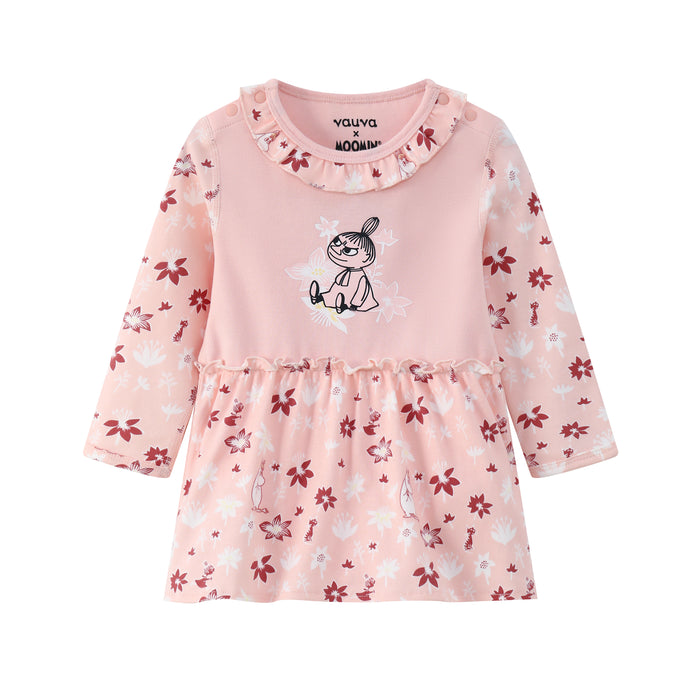 Vauva x Moomin FW23 - Baby Girls Moomin Print Cotton Long Sleeve Bodysuit (Pink)