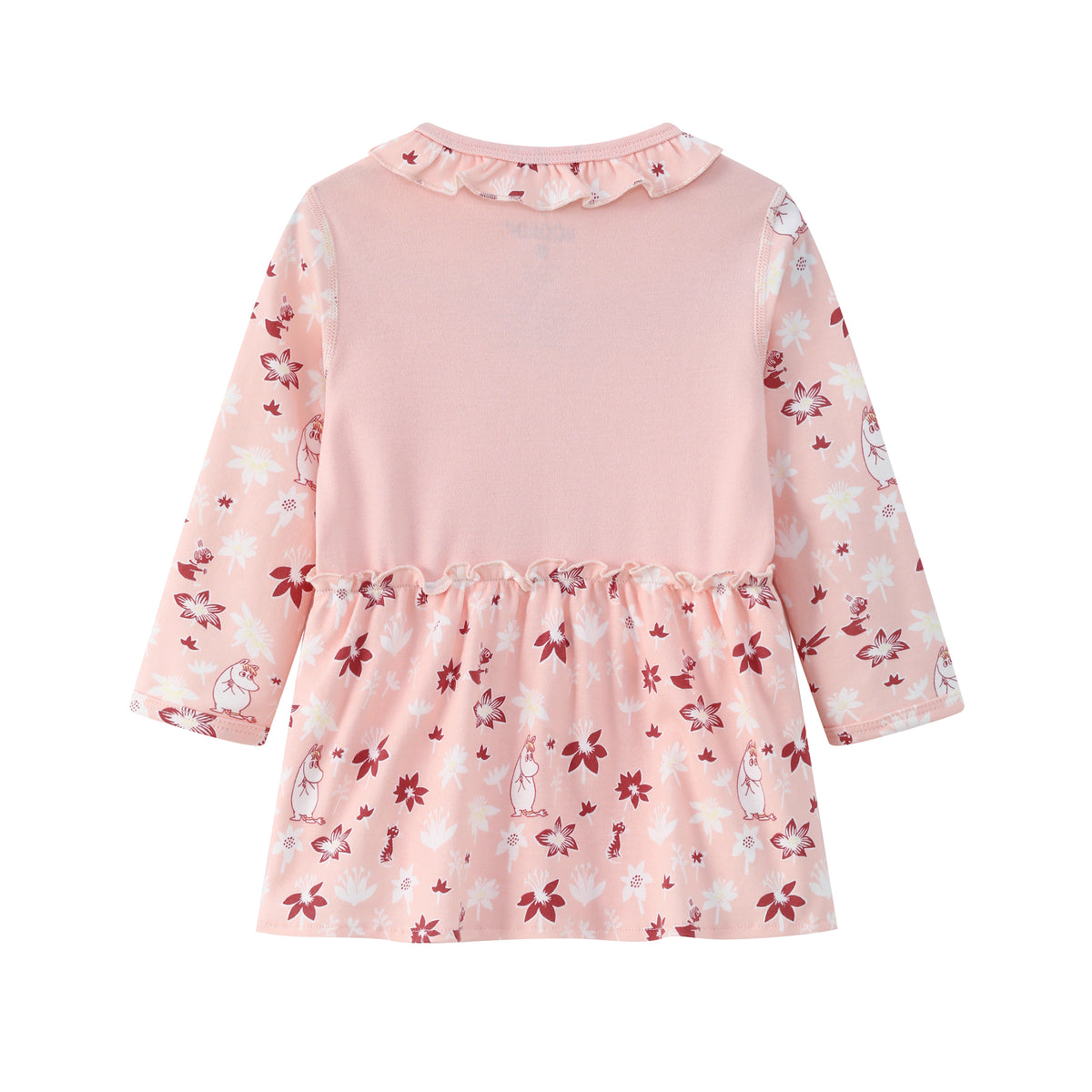 Vauva x Moomin FW23 - Baby Girls Moomin Print Cotton Long Sleeve Bodysuit (Pink) product image back