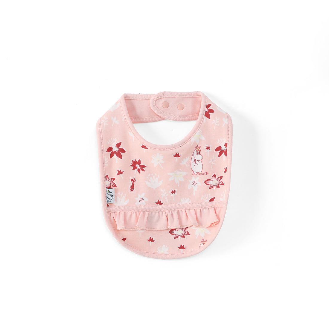 Vauva x Moomin Vauva x Moomin FW23 - Baby Girls Moomin All Over Print Ruffle Cotton Bib (Pink) Bib