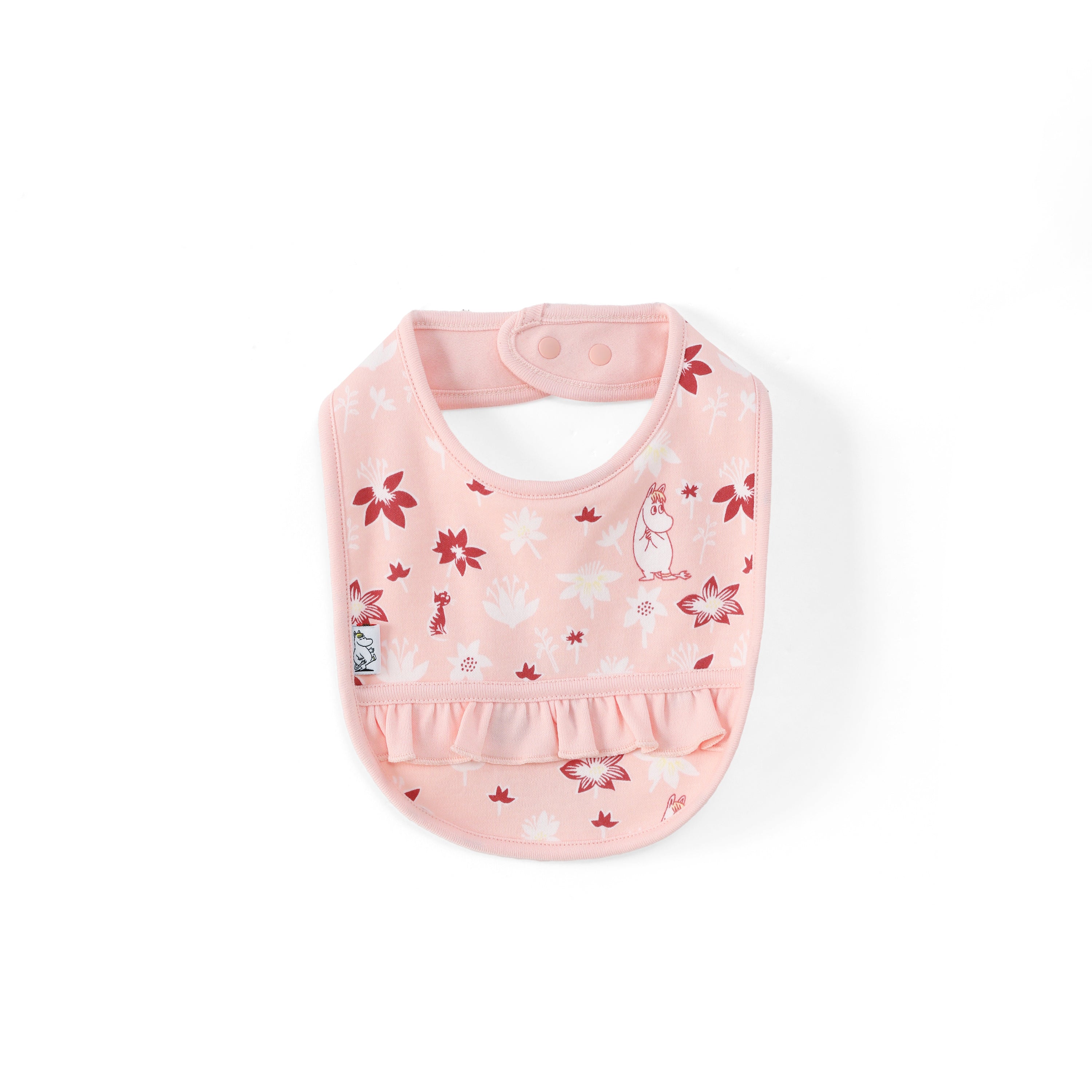 Vauva x Moomin Vauva x Moomin FW23 - Baby Girls Moomin All Over Print Ruffle Cotton Bib (Pink) Bib