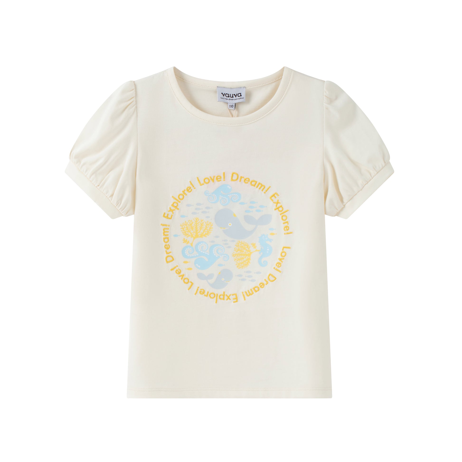 VAUVA Vauva SS24 - Toddler Girl Logo Embroidered Short Sleeve T-Shirt Top - White Tops