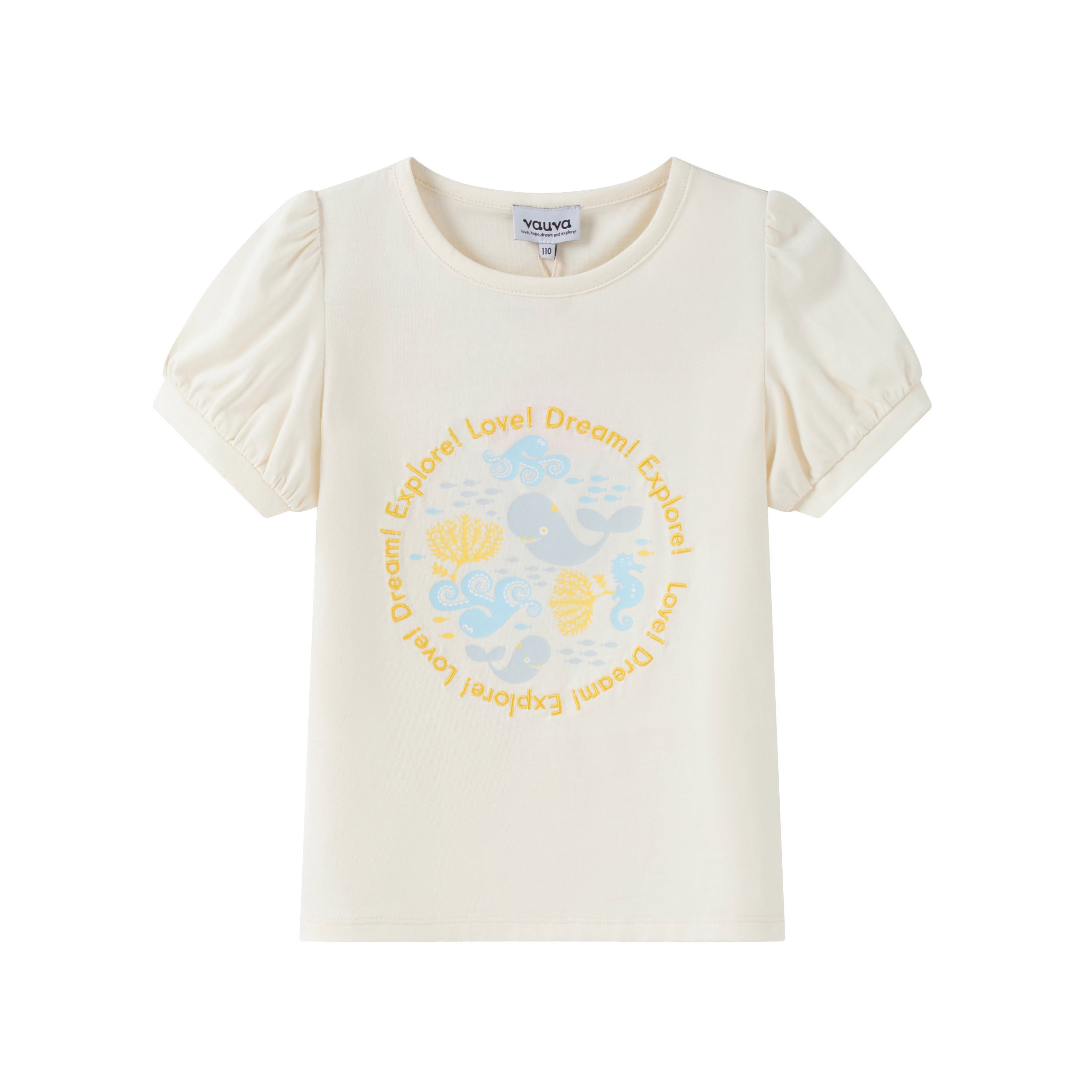 VAUVA Vauva SS24 - Toddler Girl Logo Embroidered Short Sleeve T-Shirt Top - White Tops