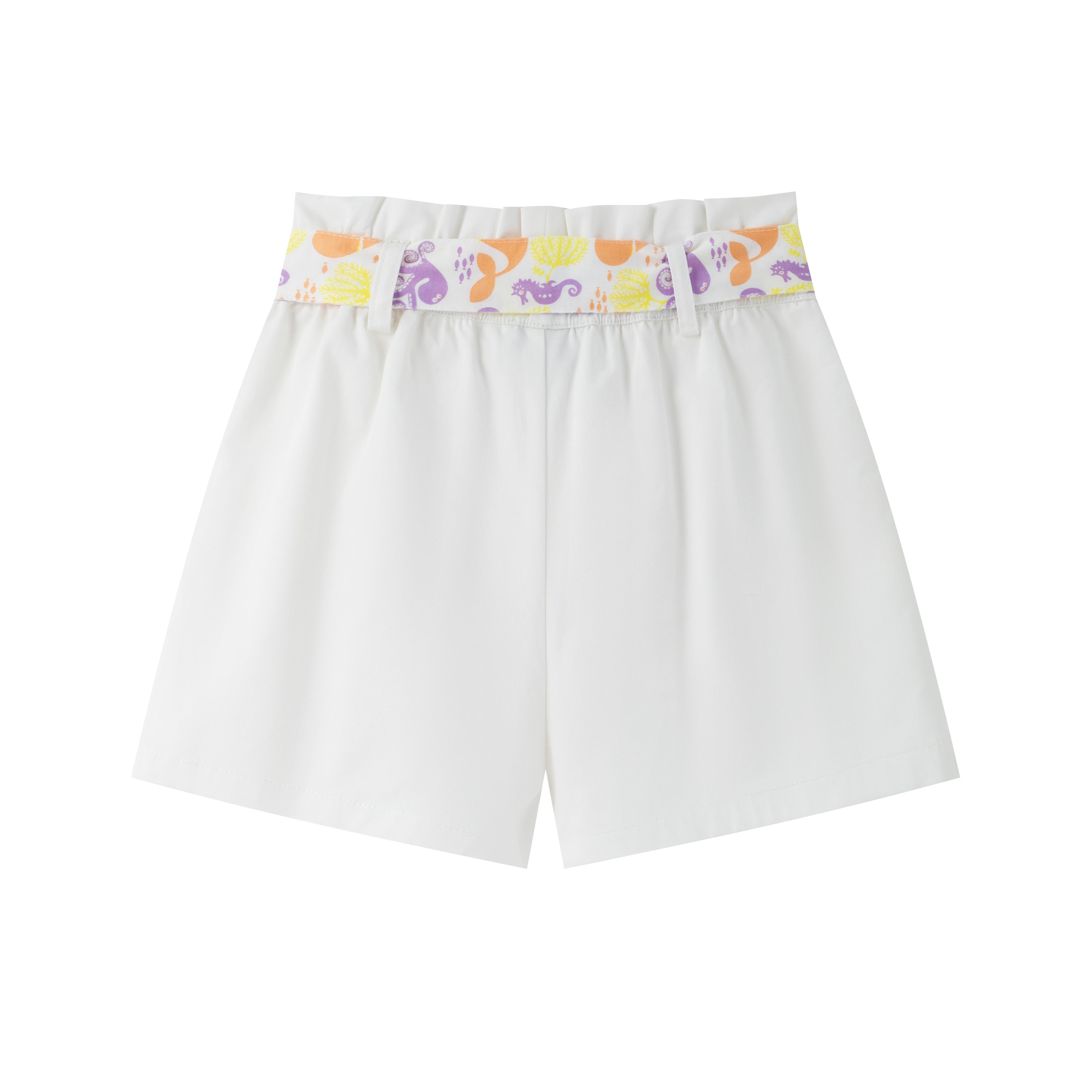 VAUVA Vauva SS24 - Toddler Girl Plain Print Short with Butterfly Knot - White Shorts