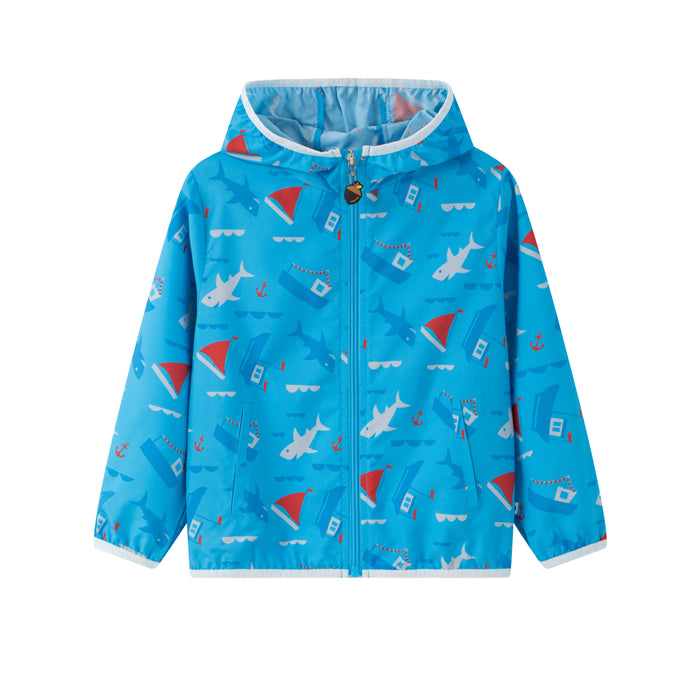 Vauva SS24 - Boys Whale Printed Windbreaker (Blue) - Product image front