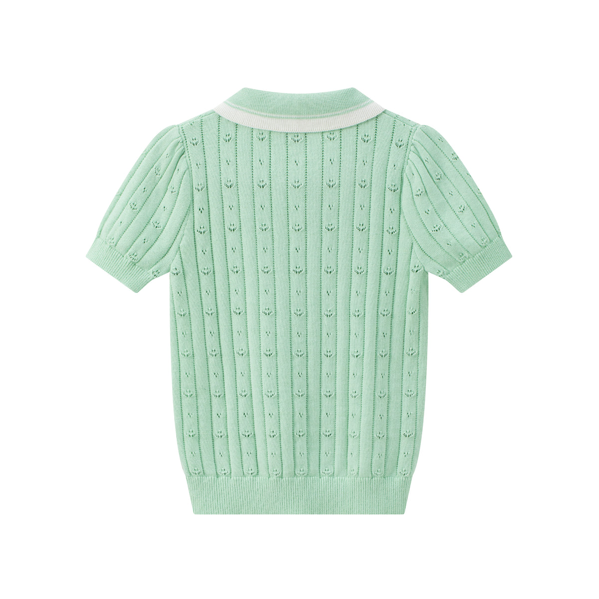 Vauva SS24 - Girls Knitted Polo Sweater (Pastel Green) - Product 2