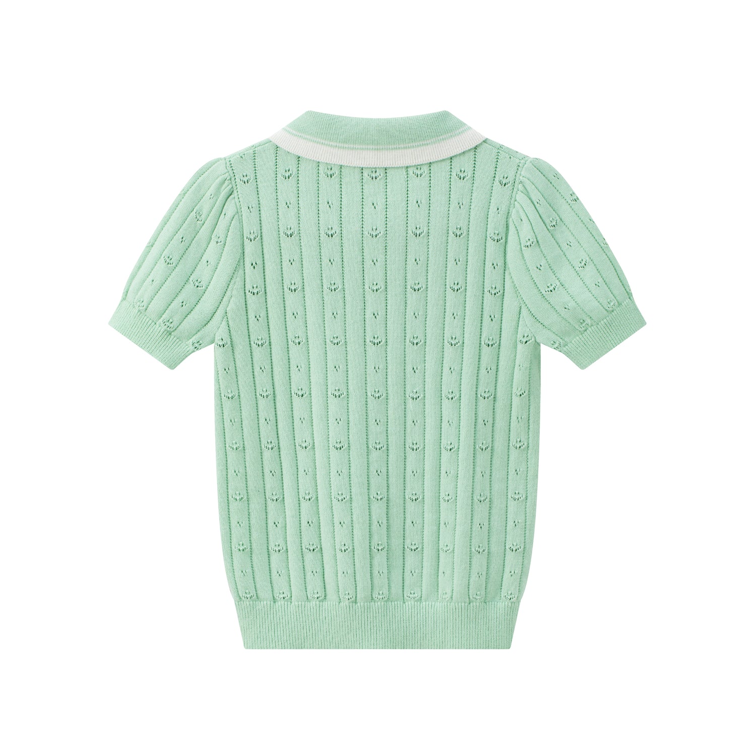 VAUVA Vauva SS24 - Girls Knitted Polo Sweater (Pastel Green) Sweater