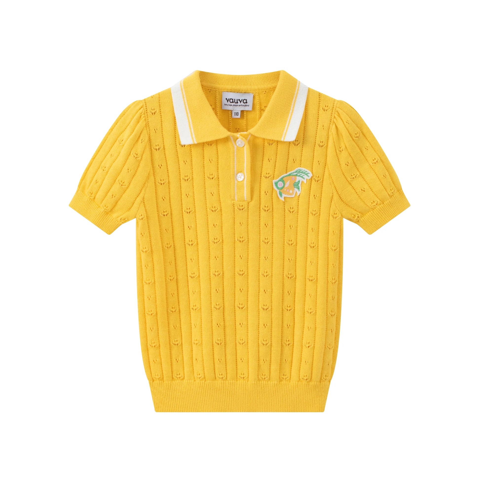 VAUVA Vauva SS24 - Girls Knitted Polo Sweater (Orange) Sweater