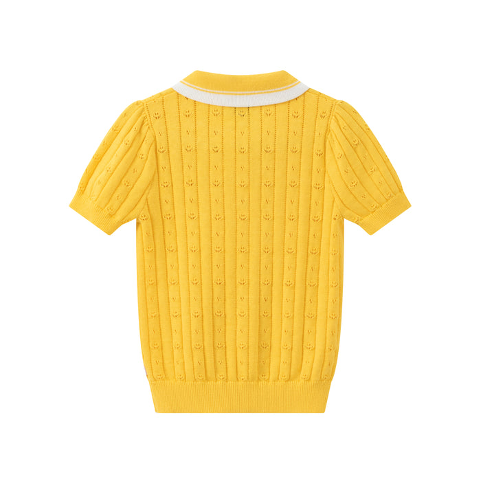 Vauva SS24 - Girls Knitted Polo Sweater (Orange) - Product 2
