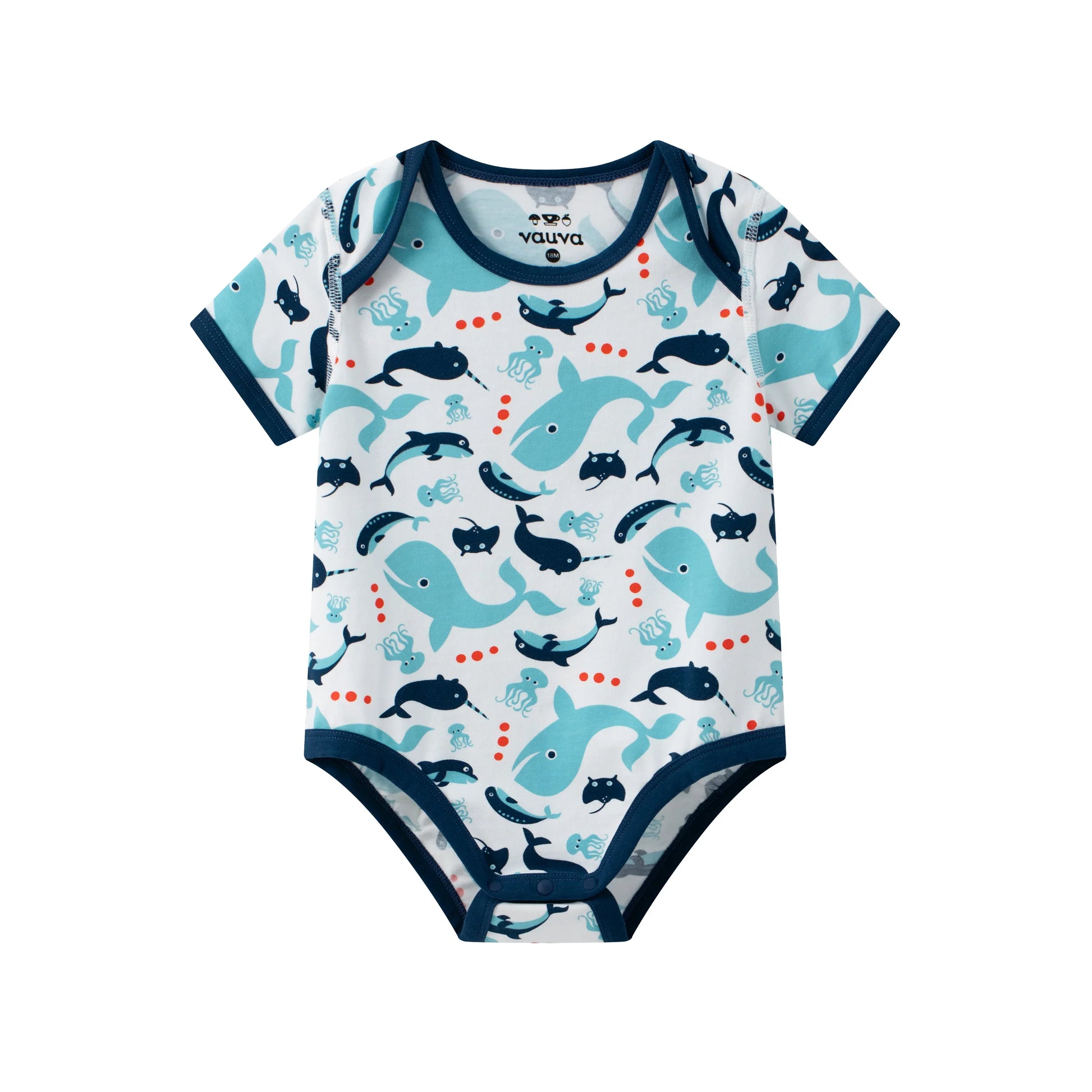 VAUVA Vauva SS24 - Baby Boy Whale Short Sleeves Bodysuit Bodysuit