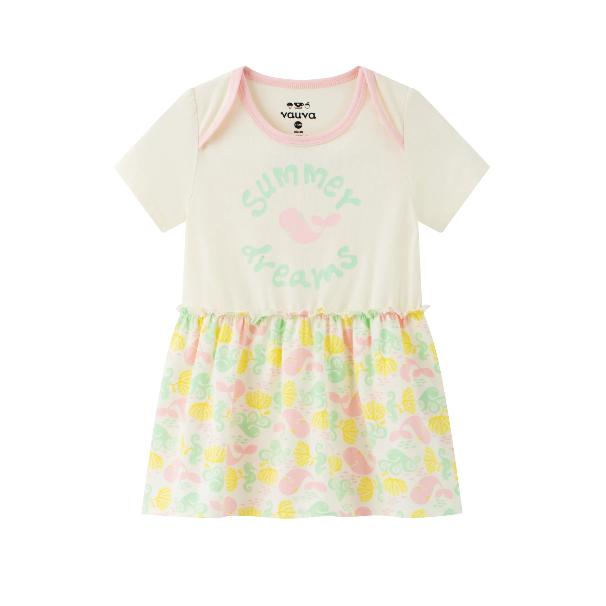 VAUVA Vauva SS24 - Baby Girl Organic Cotton Summer Dreams Plain Romper -White Romper