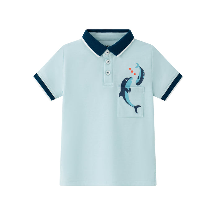 Vauva SS24 - Baby Boy Short Sleeves Polo Top (Blue) - Product 1