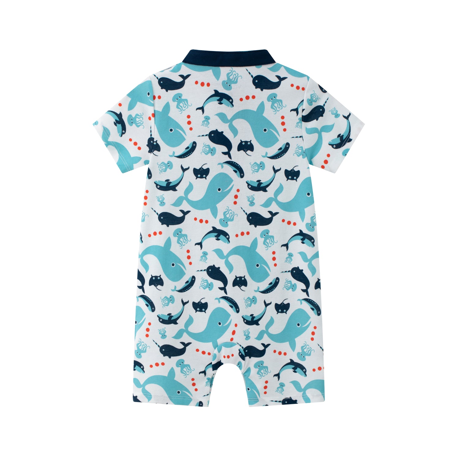 VAUVA Vauva SS24 - Baby Boy Short Sleeves Whale Printed Romper (Blue) Romper