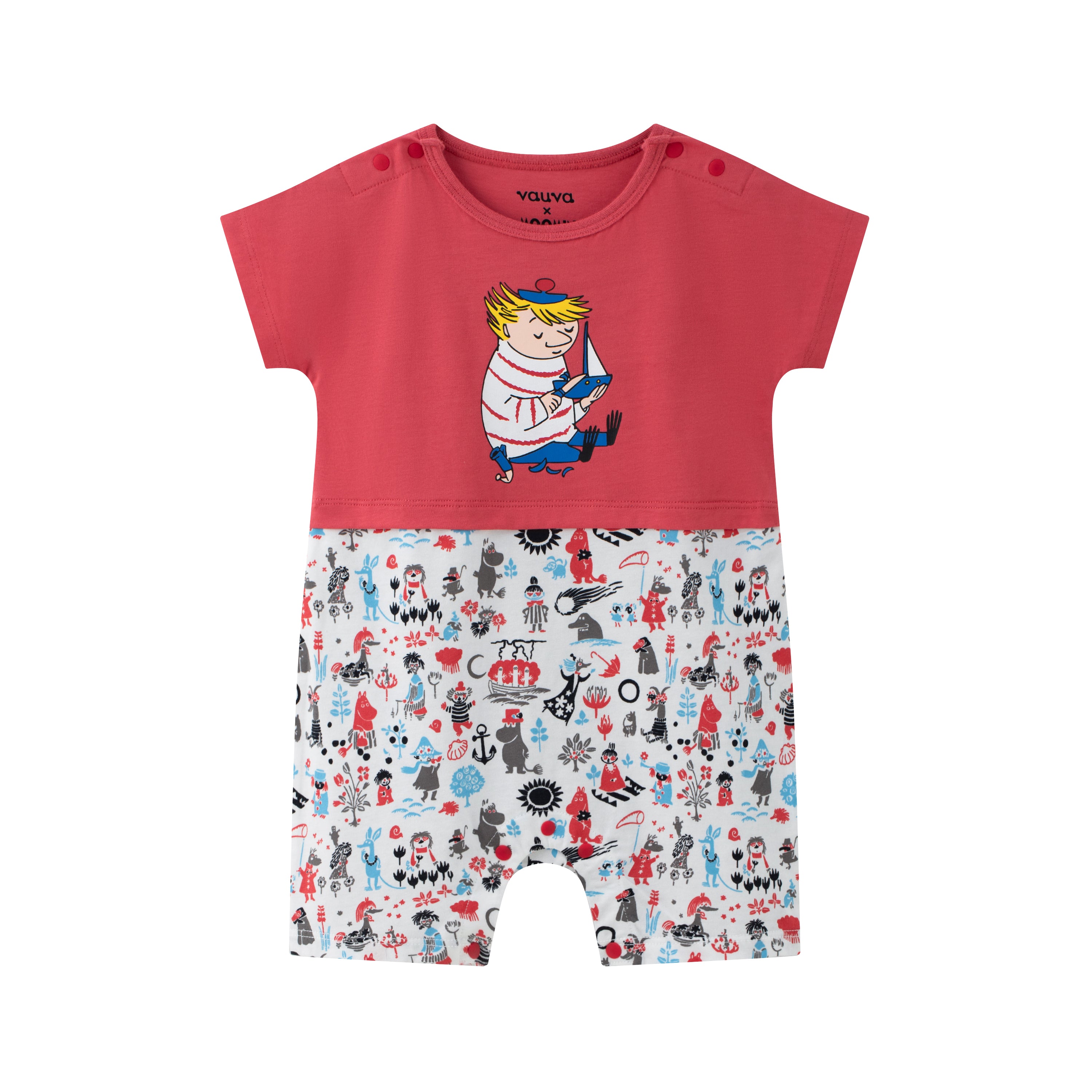 Vauva x Moomin Vauva x Moomin - Baby Boys Too-Ticky Short Sleeve Romper (Red) ROMPER