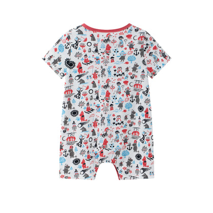 Vauva x Moomin Vauva x Moomin - Baby Moomin Printed Short Sleeved Romper (Red/Blue) Romper