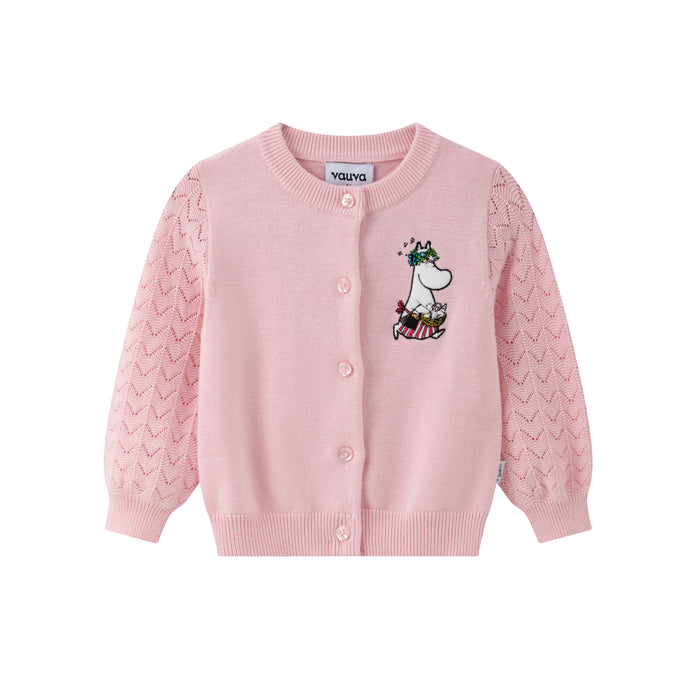 Vauva x Moomin - Baby Girls Moomin Long Sleeve Cardigan (Pink)  - Product Image 1
