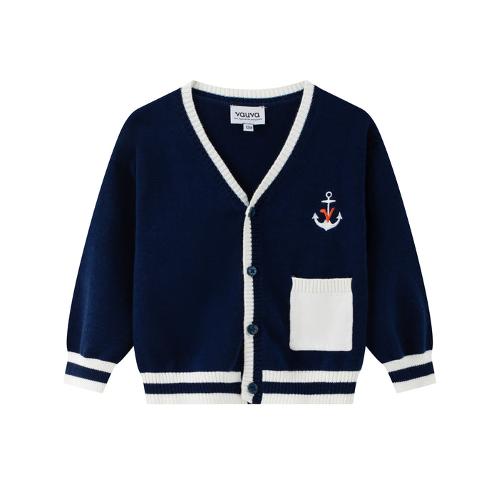 VAUVA Vauva SS24 - Baby Boy Sailor Hook Embroidered Long Sleeve Cardigan Cardigan