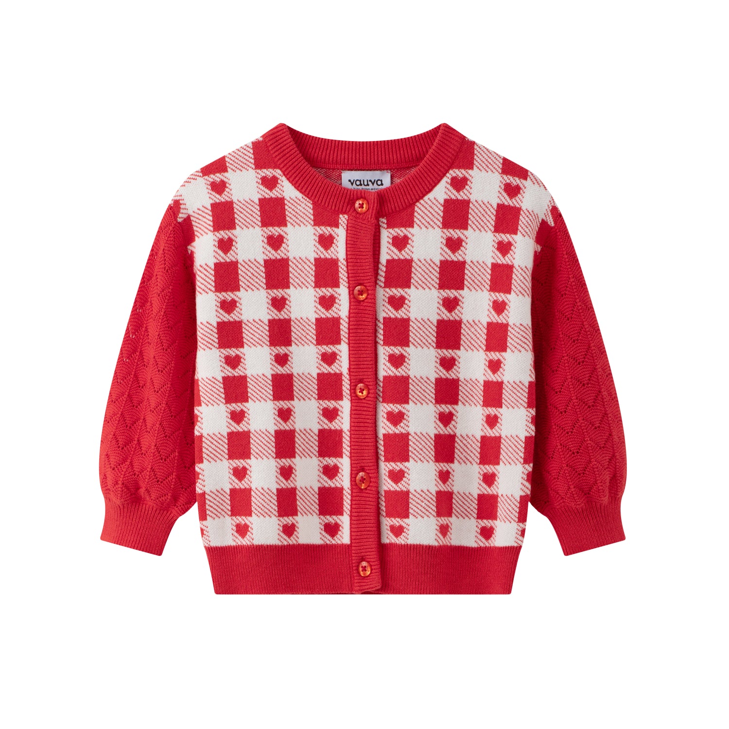 VAUVA Vauva SS24 - Baby Girl Plaid Long Sleeve Cardigan (Red) Cardigan