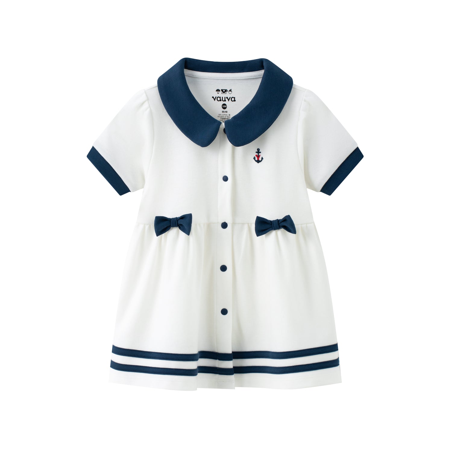 VAUVA Vauva SS24 - Baby Girl Sailor Hook Embroidered Shirt Dress (Blue) Dress