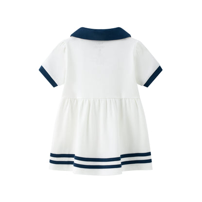 VAUVA Vauva SS24 - Baby Girl Sailor Hook Embroidered Shirt Dress (Blue) Dress