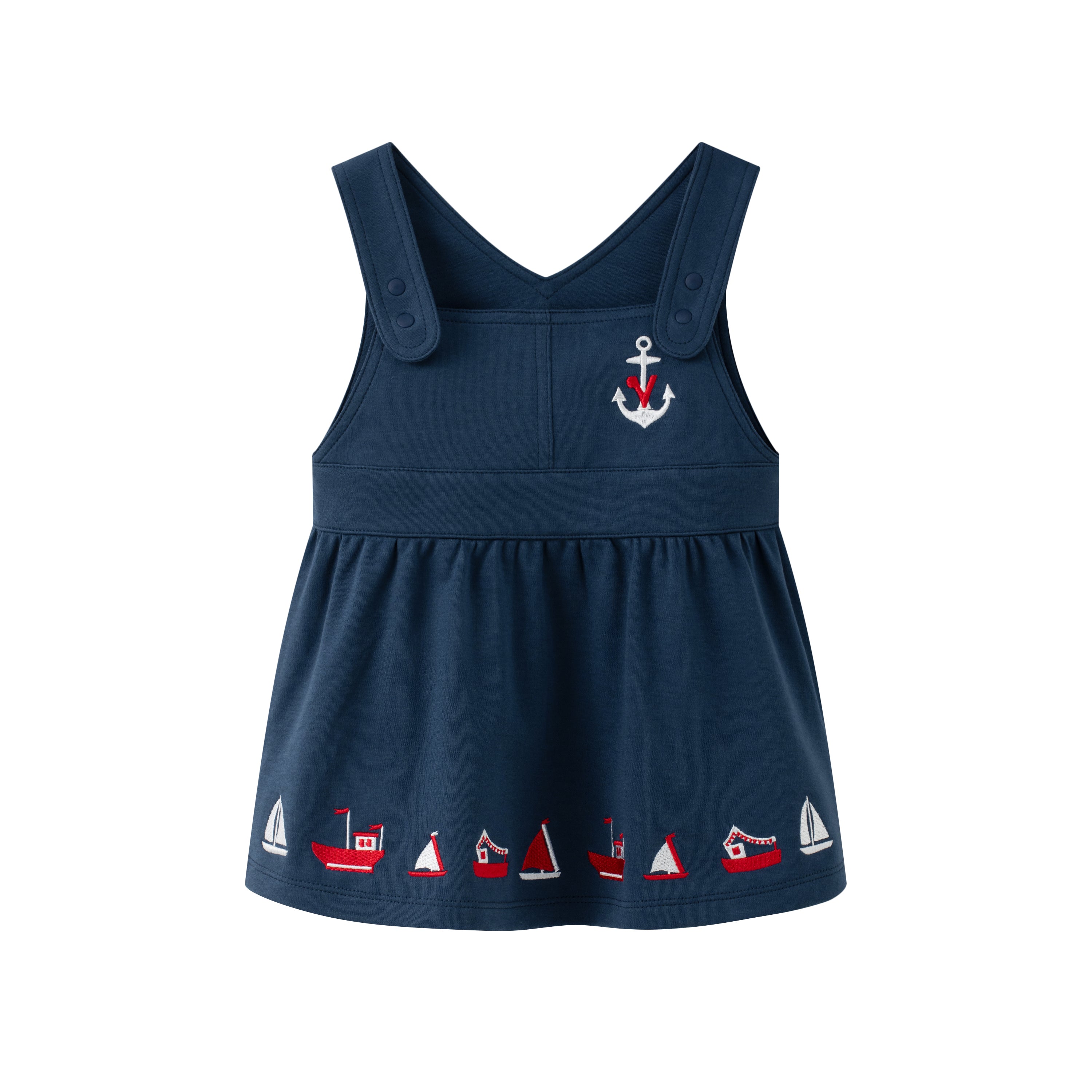 VAUVA Vauva SS24 - Baby Girl Sailor Hook Embroidered Tank Dress (Blue) Dress