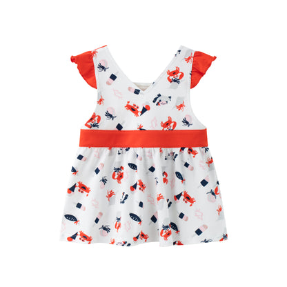 VAUVA Vauva SS24 - Baby Girl Crab Print Tank Dress (Red) Dress