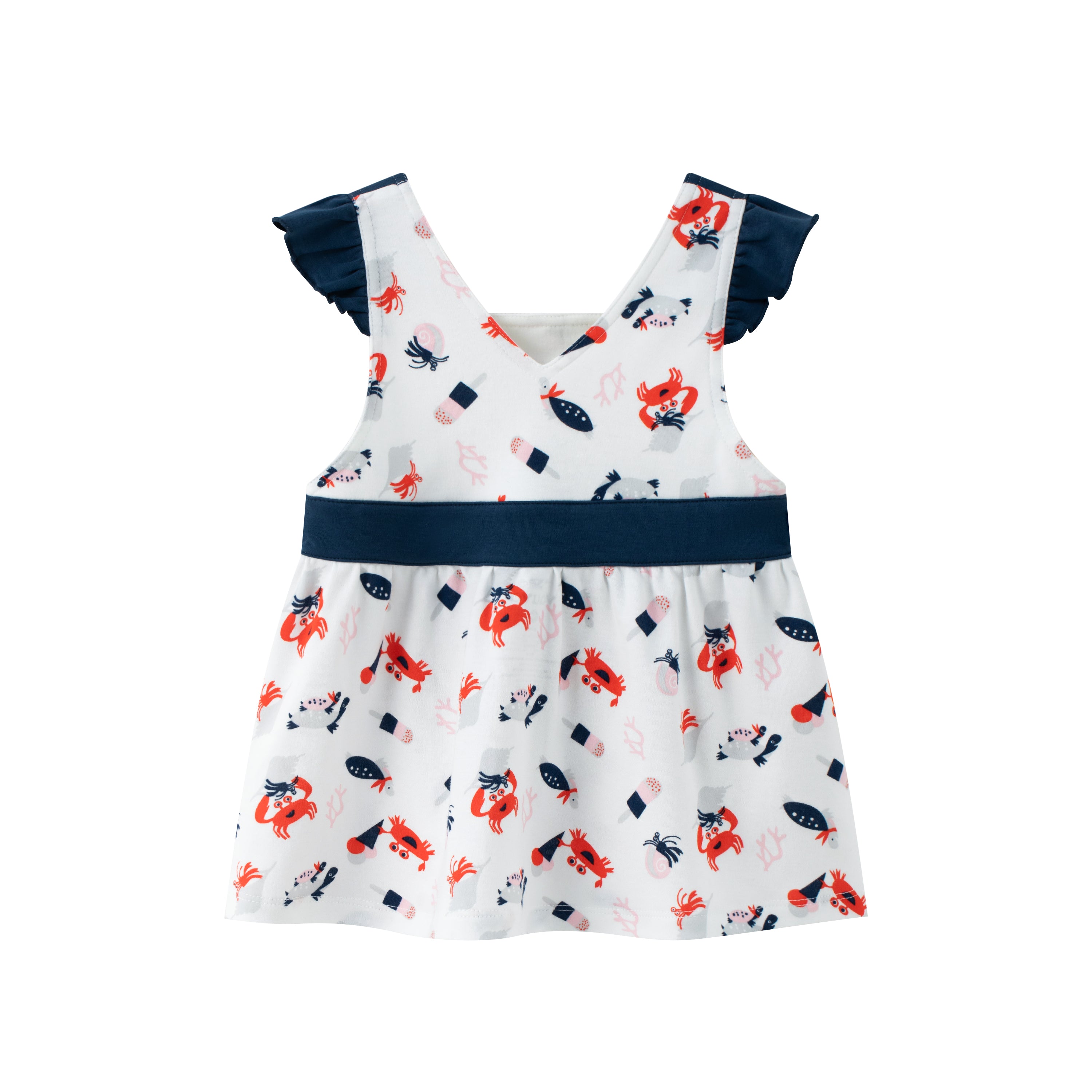 VAUVA Vauva SS24 - Baby Girl Crab Print Tank Dress (Blue) Dress