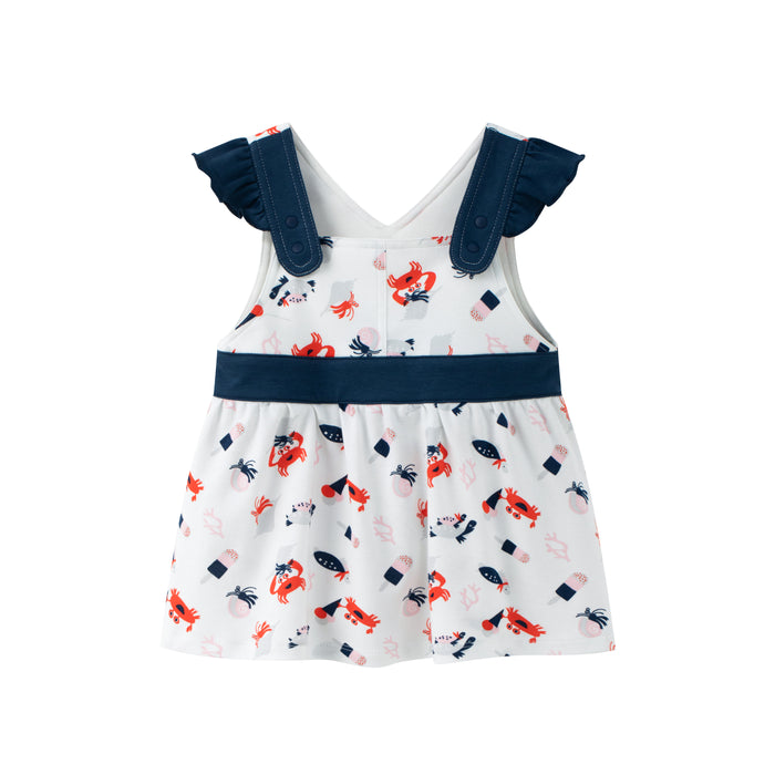 Vauva SS24 - Baby Girl Crab Print Tank Dress (Blue)