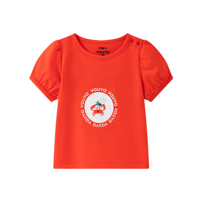 VAUVA Vauva SS24 - Baby Crab Print T-Shirt &amp; Shorts Set (Orange) Combination Clothes Set