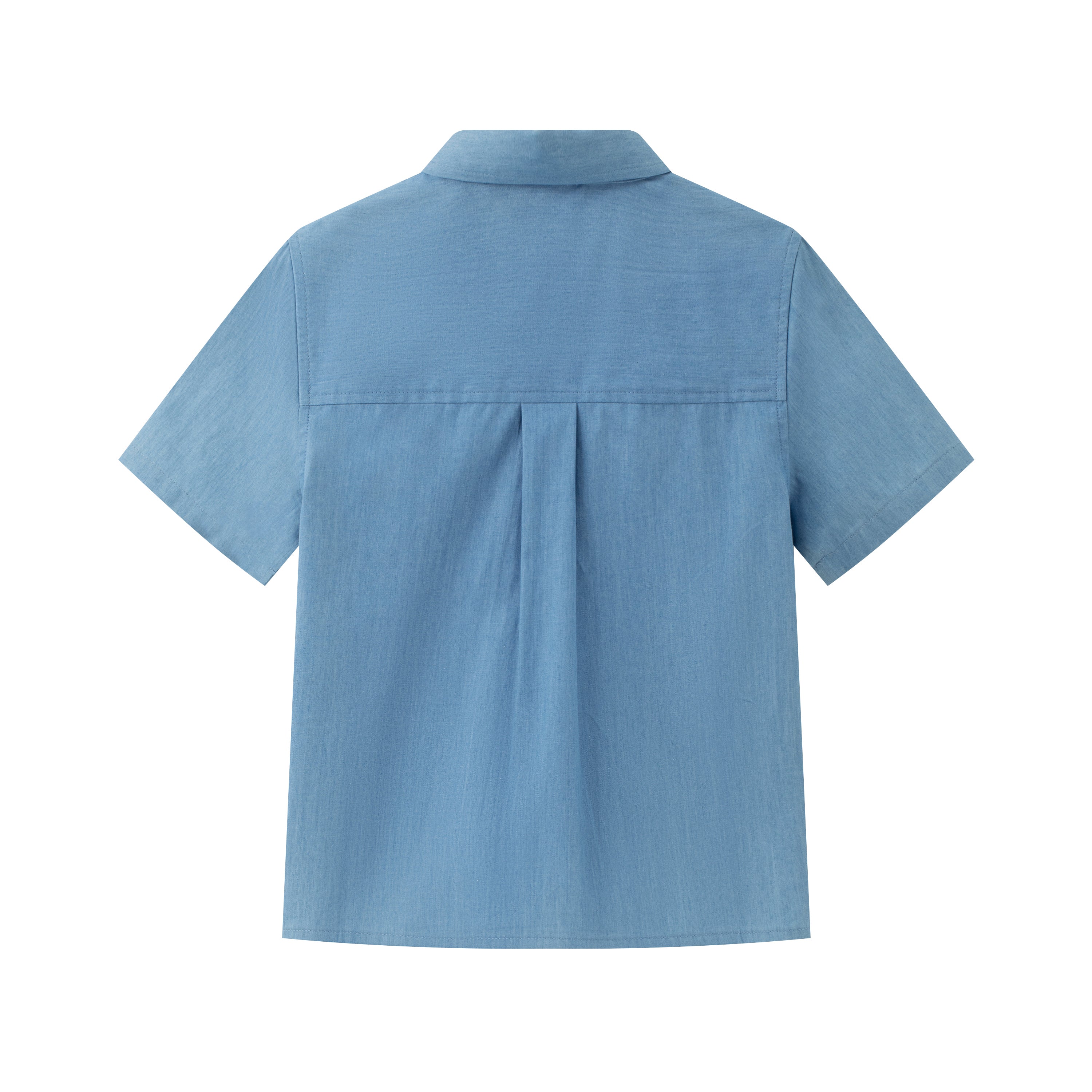 VAUVA Vauva SS24 - Toddler Plain Print Short Sleeves Shirt with Pocket - Blue Shirts