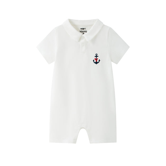 Vauva SS24 - Baby Boy Polo White Shortie Romper product image