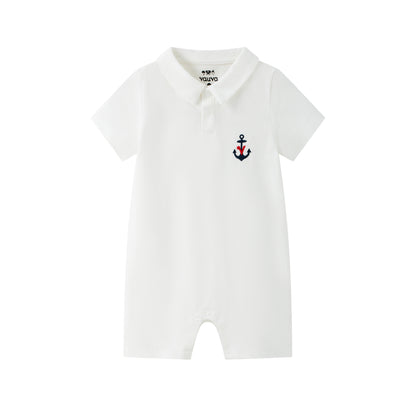 VAUVA Vauva SS24 - Baby Boy Sailor Hook Embroidered Shortie Polo Romper Romper