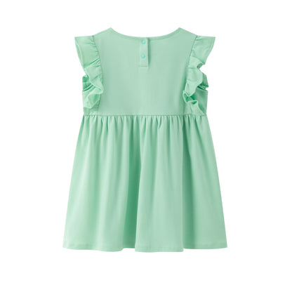 Vauva x Moomin Vauva x Moomin - Baby Girl Moomin Plain Embroidered Short Sleeve Dress - Pastel Green Dresses