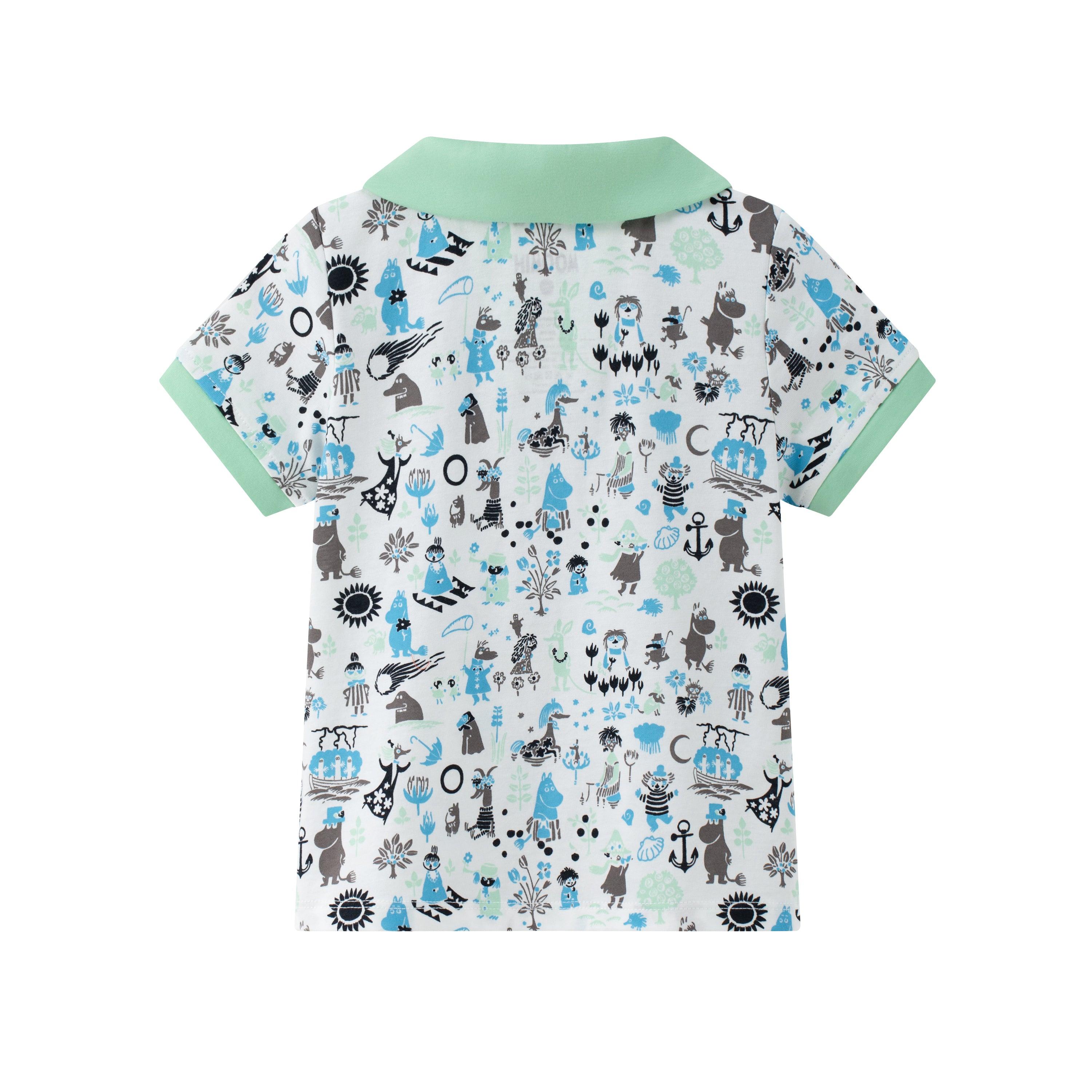 Vauva x Moomin Vauva x Moomin - Baby Boy All Over Print Collar Top &amp; Bottom Set - Pastel Green Top &amp; Bottom Set