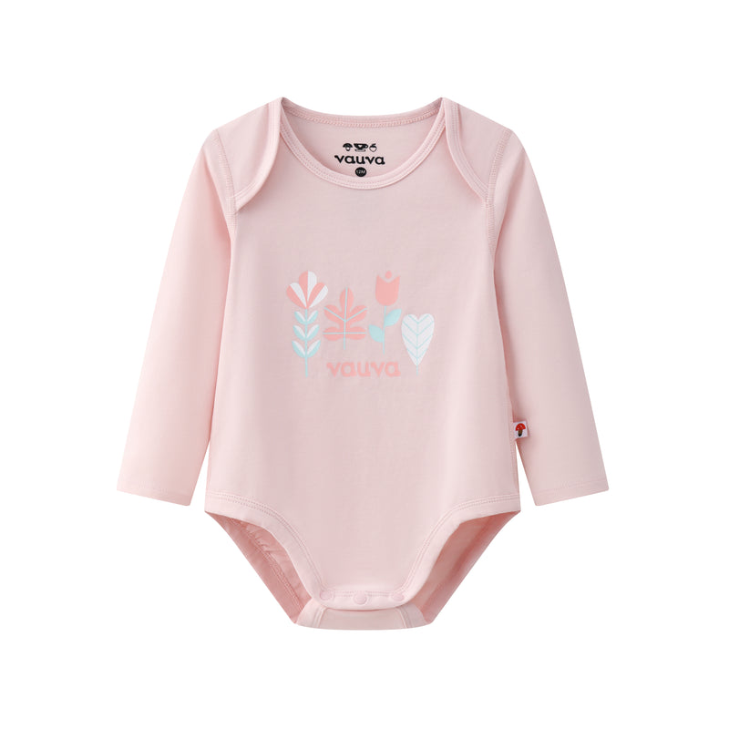 Vauva BBNS - Organic Pink Floral Cotton Bodysuits (2-pack) - My Little Korner