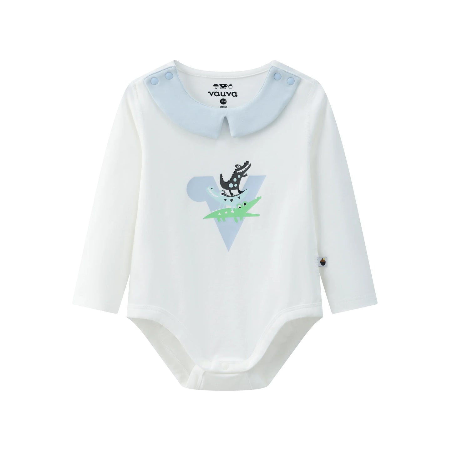 VAUVA Vauva BBNS - Organic Cotton Crocodile Print Square Neck Long-Sleeved Bodysuits (2-pack) Bodysuit