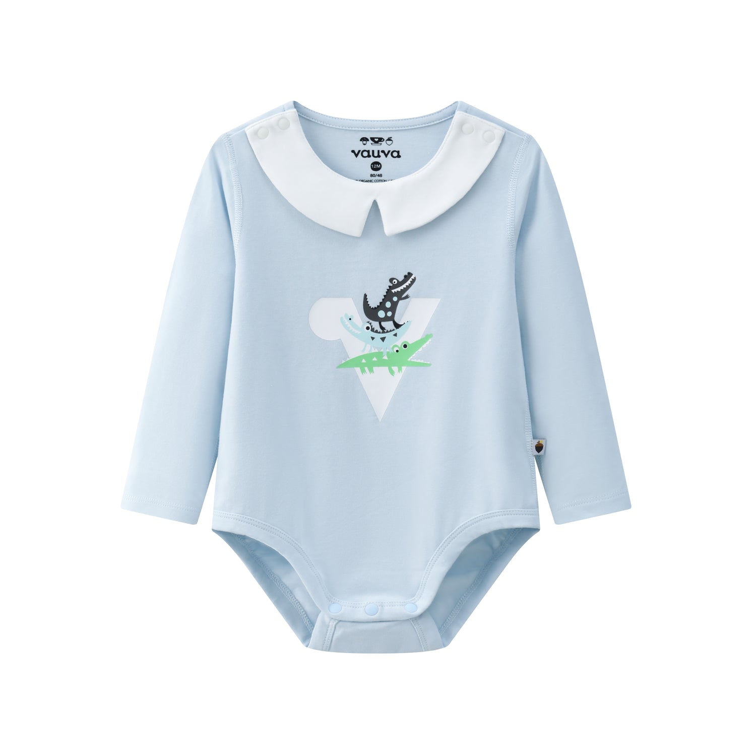 VAUVA Vauva BBNS - Organic Cotton Crocodile Print Square Neck Long-Sleeved Bodysuits (2-pack) Bodysuit