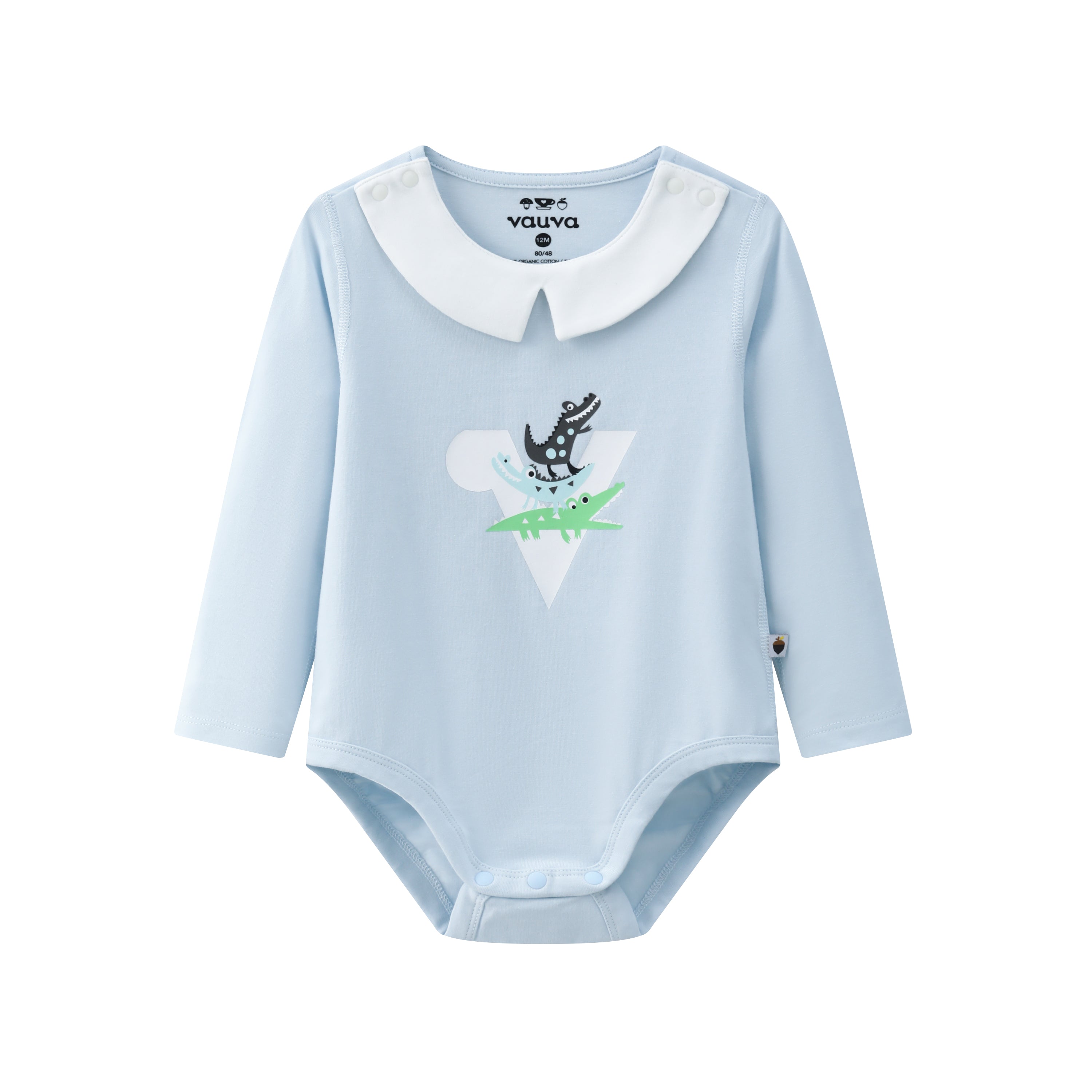 VAUVA Vauva BBNS - Organic Cotton Crocodile Print Square Neck Long-Sleeved Bodysuits (2-pack) Bodysuit