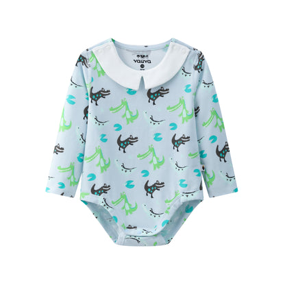 VAUVA Vauva BBNS - Organic Cotton Crocodile Print Square Neck Long-Sleeved Bodysuits (2-pack) Bodysuit