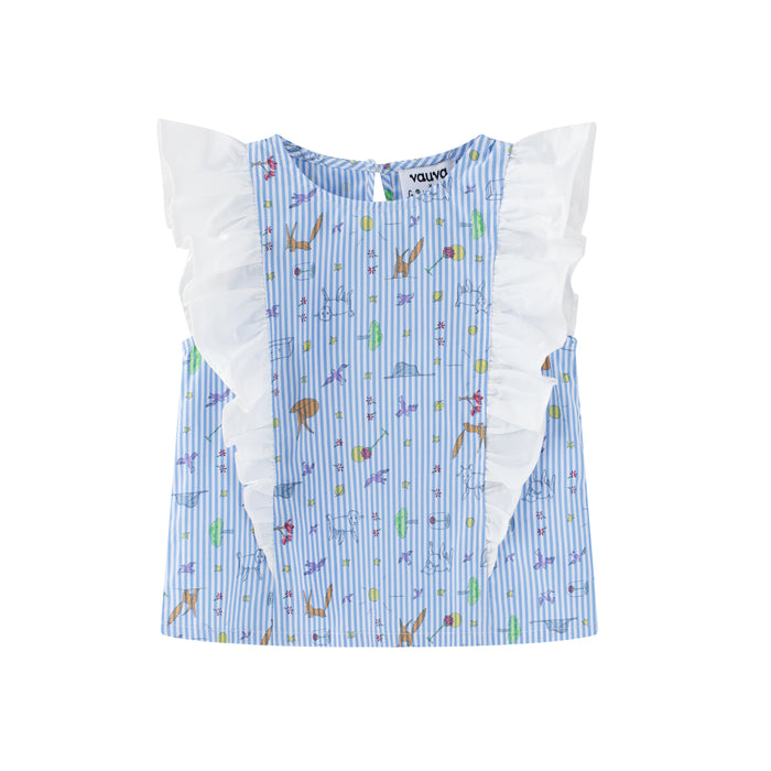Vauva x Le Petit Prince - Toddler Girl Yarn Dyed Stripe Layer Dress Blue