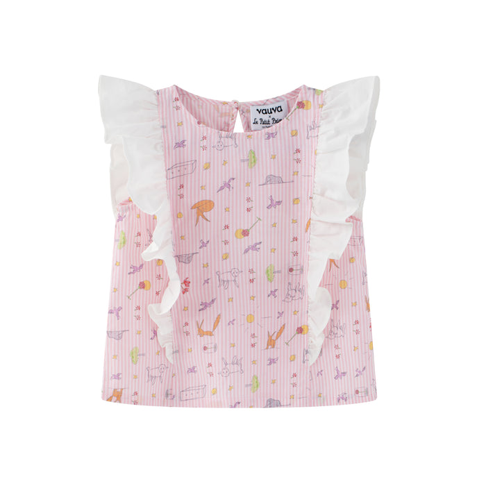 Vauva x Le Petit Prince - Toddler Girl Yarn Dyed Stripe Layer Dress Pink