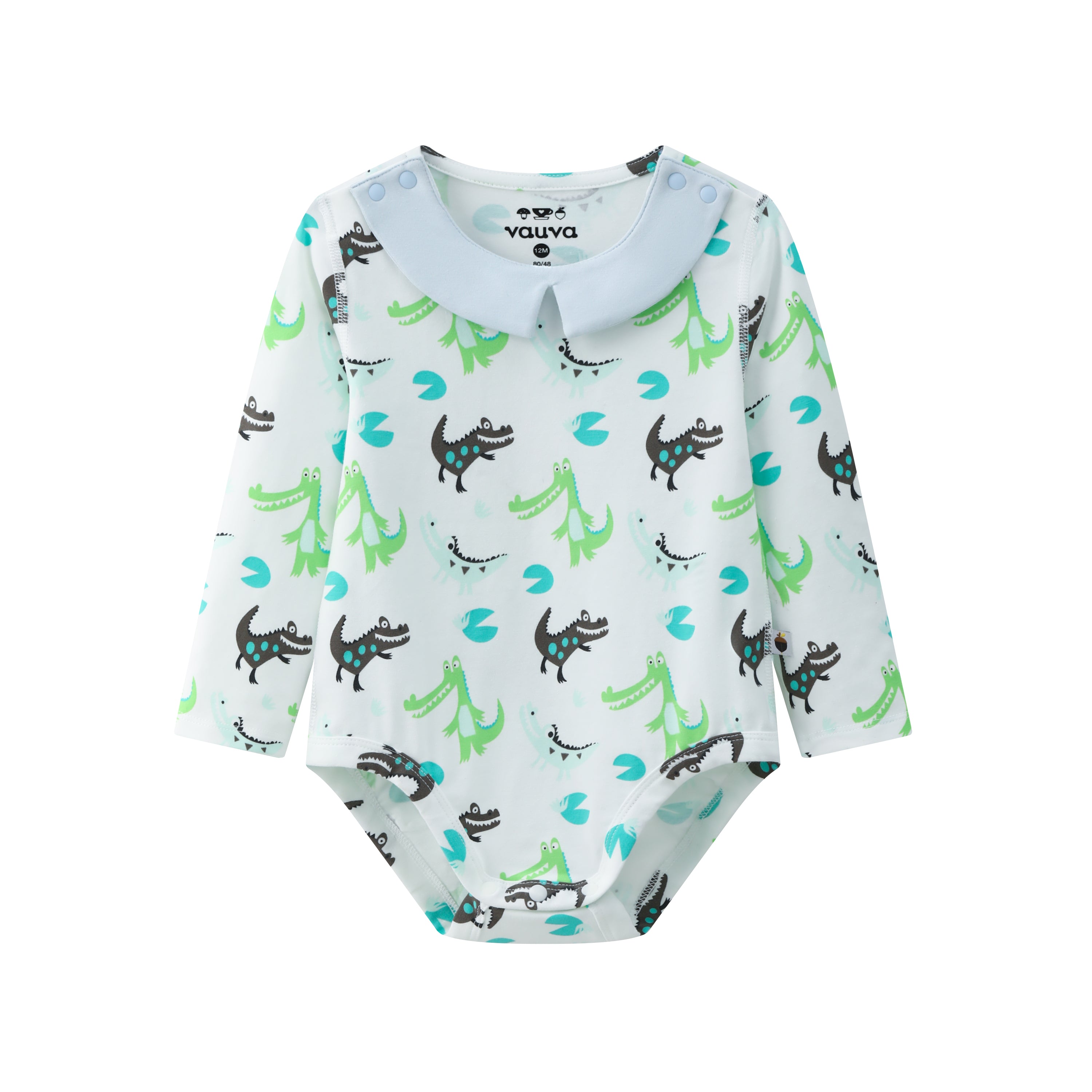 VAUVA Vauva BBNS - Organic Cotton Crocodile Print Square Neck Long-Sleeved Bodysuits (2-pack) Bodysuit