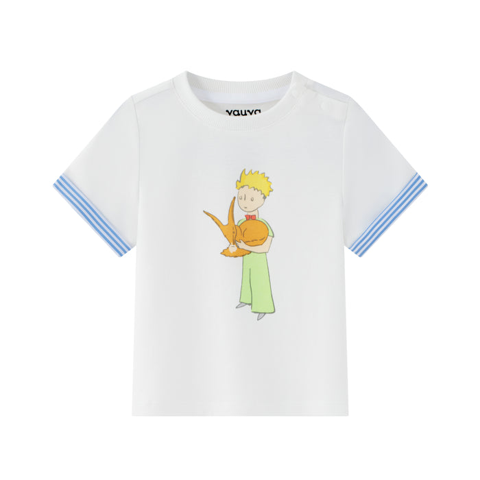 Vauva x Le Petit Prince Vauva x Le Petit Prince - Baby Boy Yarn Dyed Stripe Little Prince Print T-shirt Top - White Tops