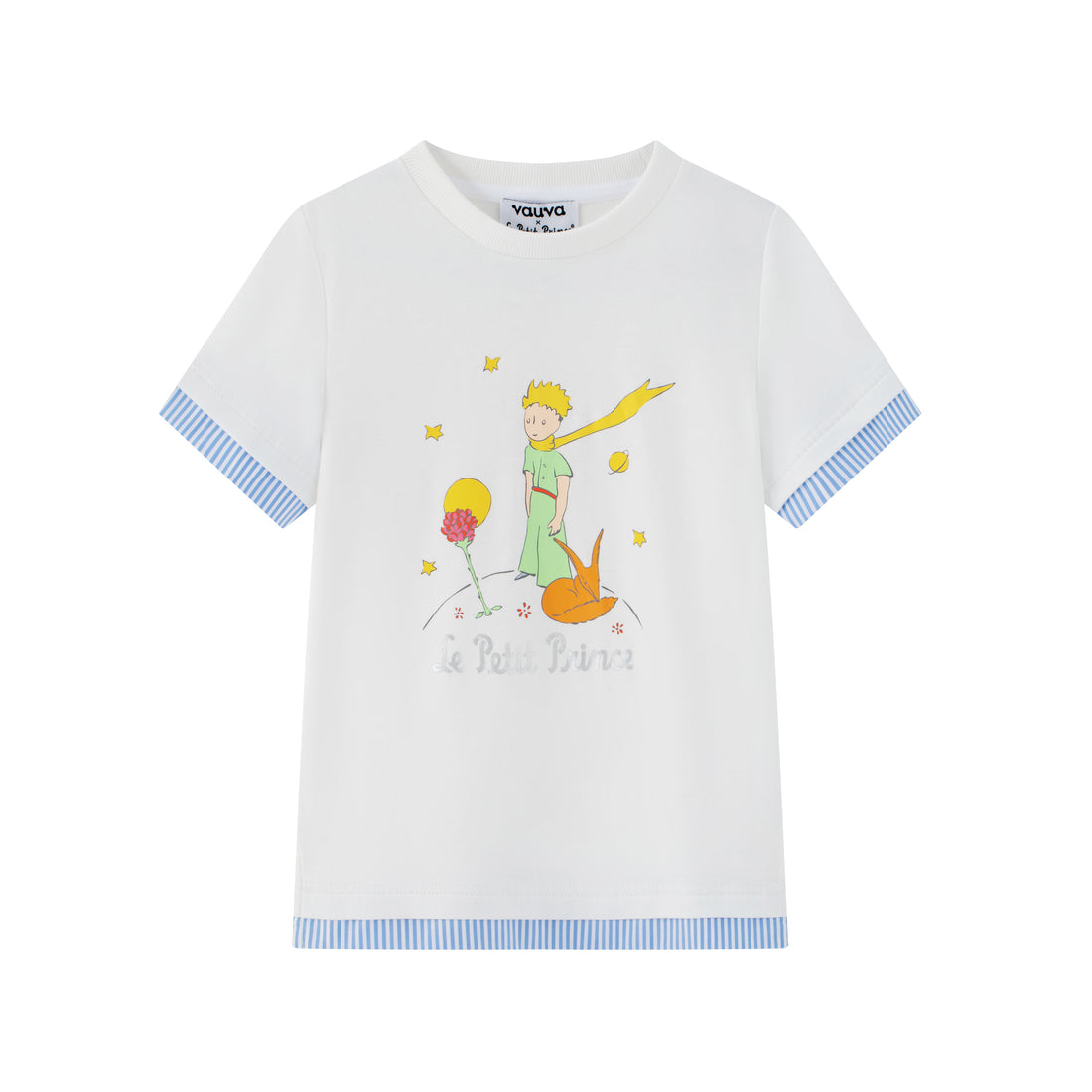 Vauva x Le Petit Prince Vauva x Le Petit Prince - Toddler Boy Trims Yarn Dyed Strip Print T-shirt - White Tops