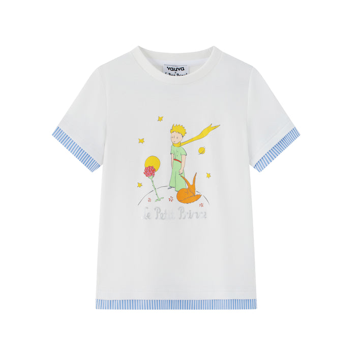 Vauva x Le Petit Prince - Toddler Boy Trims Yarn Dyed Strip Print T-shirt - White